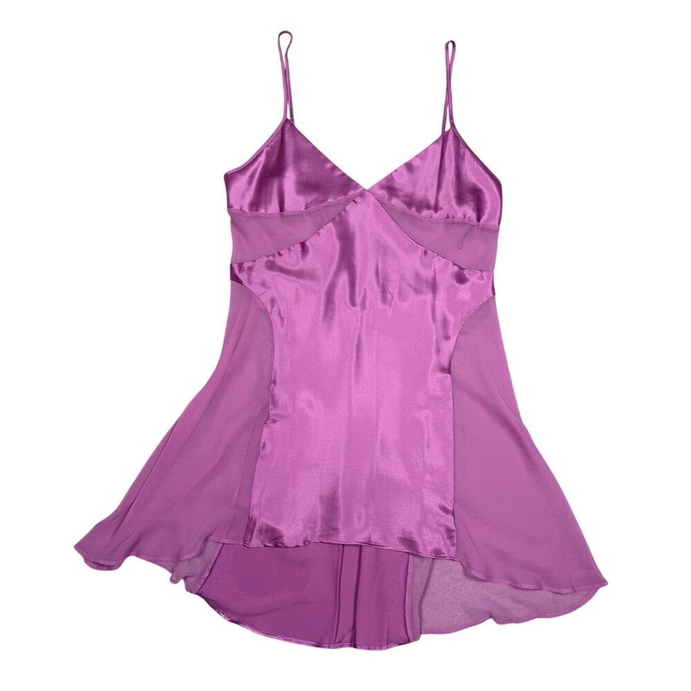 Victoria's Secret Womens Size L Purple Satin Sheer Sides Slip Dress